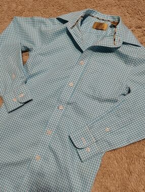 Class/Club Gold Label Bright Blue Check Long Sleeve Boys' Dress Shirt Size 8